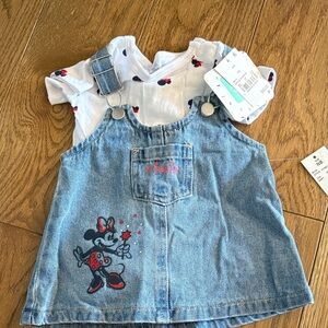 Disney Minnie Mouse Blue Denim Dress with White Shirt